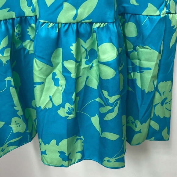 Floral Blue and Green Women's Dress - Picture 5 of 10